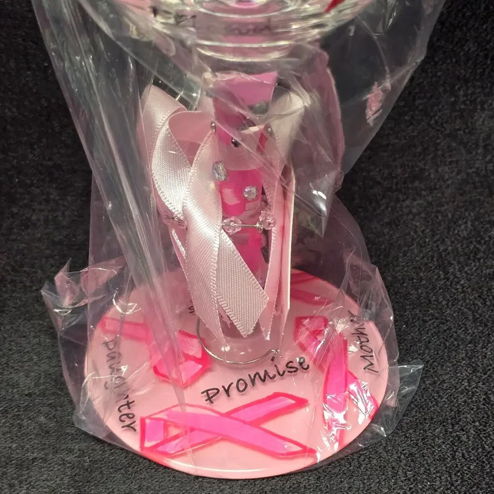 Lolita Love My Wine Collection Pink Ribbon Breast Cancer Awareness Wine Glass